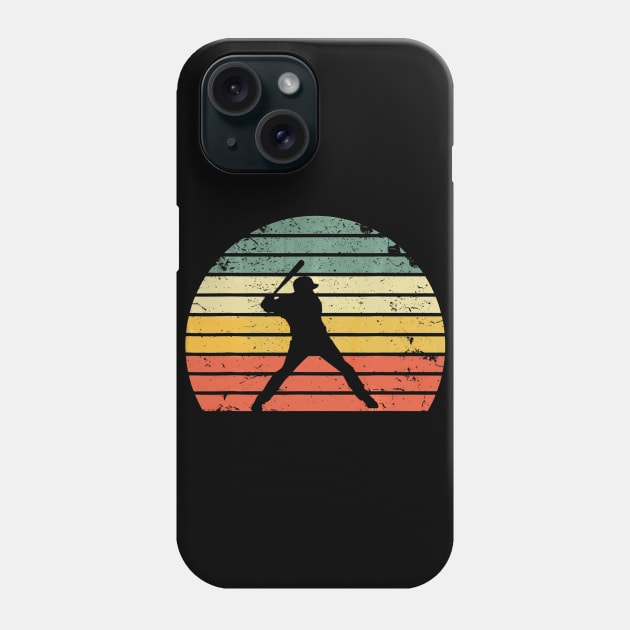 Vintage Baseball Shirt Batter Swinging Retro Sunset Phone Case by Chicu