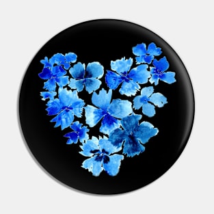 Heart Shaped Blue Flowers Pin