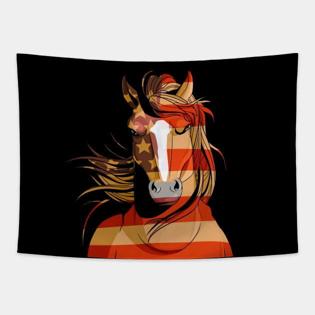 Clydesdale Horse 4th Of July Patriotic USA Flag Tapestry by Noseking