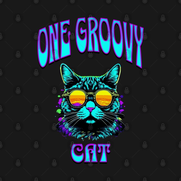 One Groovy Cat - Retro 70s Kitty by 5 Points Designs