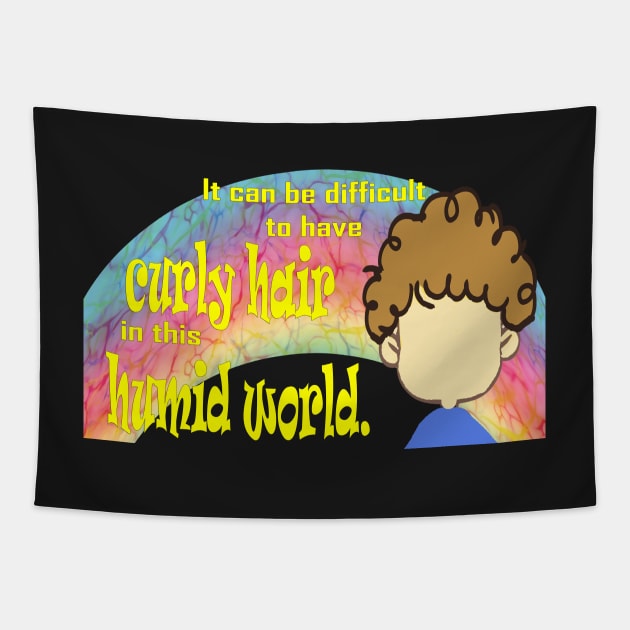 Curly Hair in this Humid World Rainbow Yellow Text Tapestry by Klssaginaw