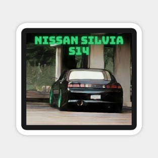 Nissan Silvia S14 - Cartoon Design Magnet