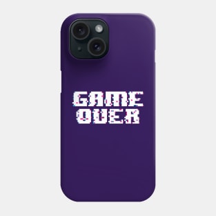 Game over 8 bit glitch WHITE version Phone Case