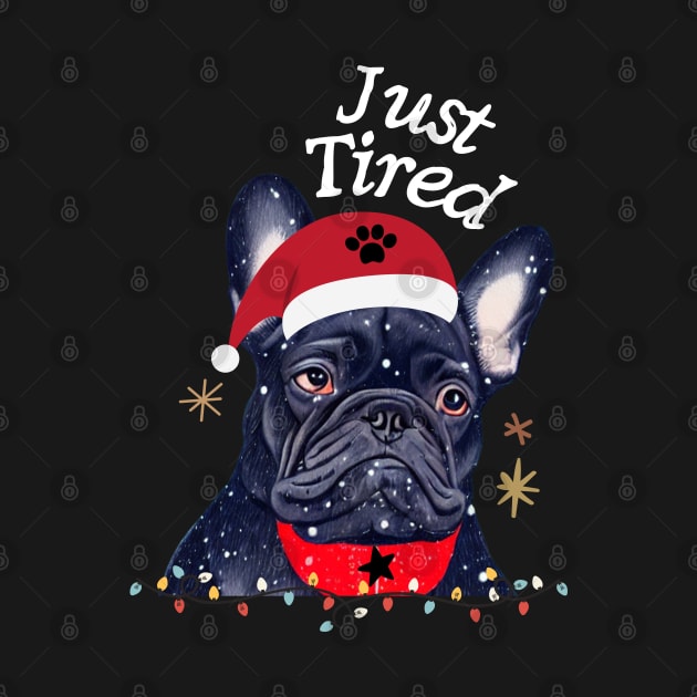 Blue French Bulldog Puppy in Christmas Costume Just Tired Exhausted Sleepy by Mochabonk