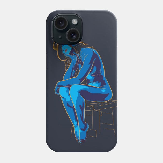 Body art in blue Phone Case by Sauher