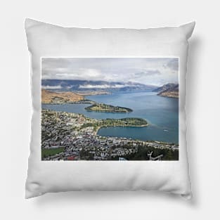 Aerial view of Queenstown, New Zealand Pillow