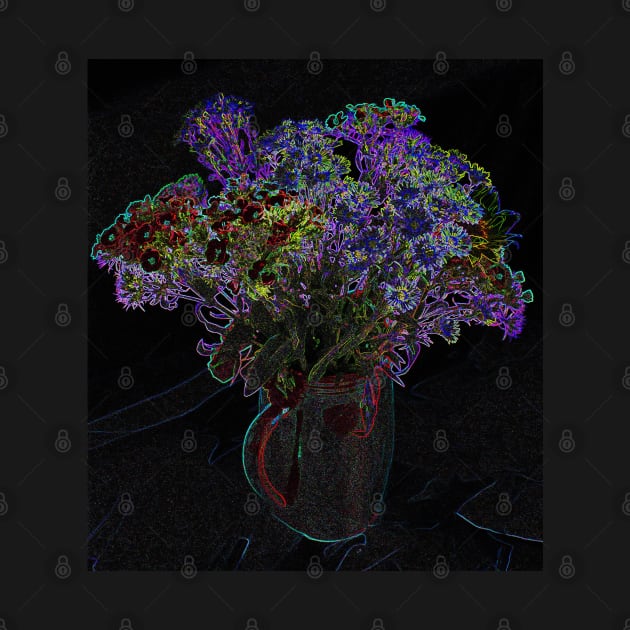 Black Panther Art - Flower Bouquet with Glowing Edges 13 by The Black Panther