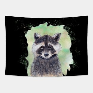 Raccoon in Ink and Watercolor Tapestry