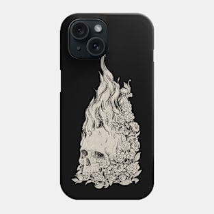 Flaming Skull with Flowers Phone Case