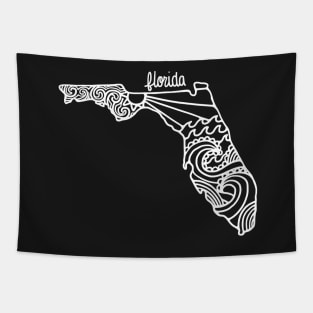 Florida Mandala Zentangle State Outline White Line Tapestry