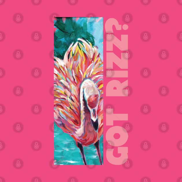 Got Rizz? Extra Fancy Handpainted Flamingo - Show Off Your Tropical Vibes and Flaunt Your Flamboyance by Angel Pronger Design Chaser Studio