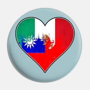 Mexican and Taiwan Heart Mix Heritage Flag Pin