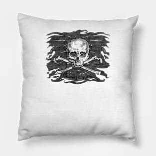 Old Crossbones Skull Pirate Flag Pillow