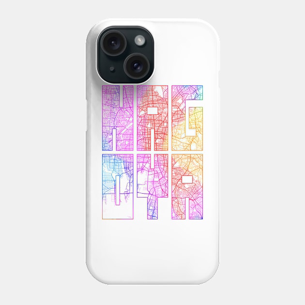 Nagoya, Japan City Map Typography - Colorful Phone Case by deMAP Studio