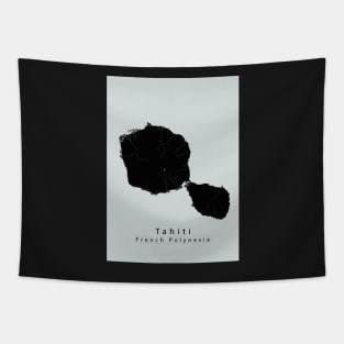 Tahiti French Polynesia Island Map dark Tapestry