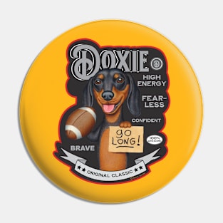 Cute Funny Doxie Dachshund Holding Dog Football Pin