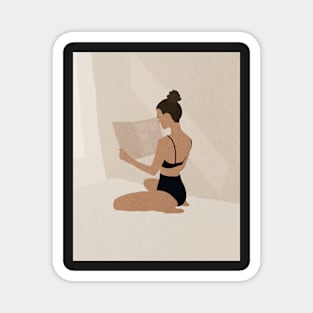 Girl reading magazine Magnet