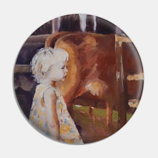 'Little Girl Visiting the Dairy' Pin