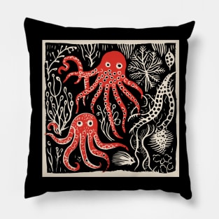 Underwater Lino Cut Pillow