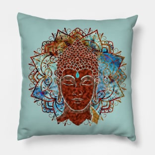 Face of Buddha Mandala in Red Pillow