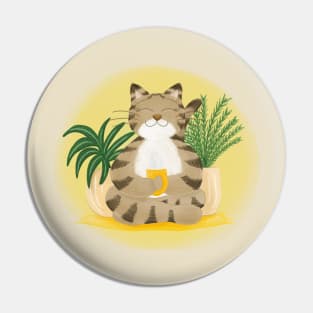 Relaxed cute cat drinking tea Pin
