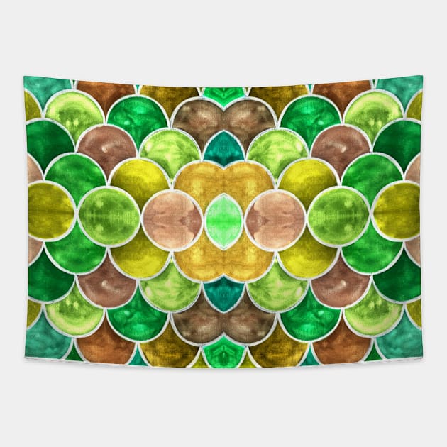 Green and Yellow Scales Pattern Tapestry by ZeichenbloQ