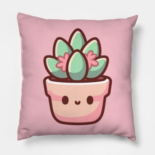 Cute Succulent Tiny Kawaii Cactus House Plant | Kawaii Plant Illustration | Kawaii Style Pillow