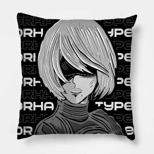 Nier Automata 2B Type Pillow by logozaste