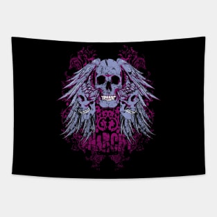 flying skull trinity vinatge background Tapestry