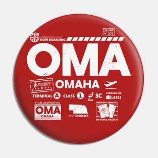 Vintage Omaha OMA Airport Code Travel Day Retro Travel Tag Nebraska Pin