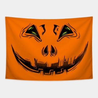 Evil scary pumpkin face for men and women Tapestry