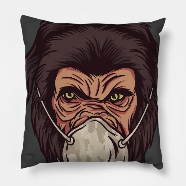 GORILLA FACE MASK DESIGN Pillow by elaissiiliass