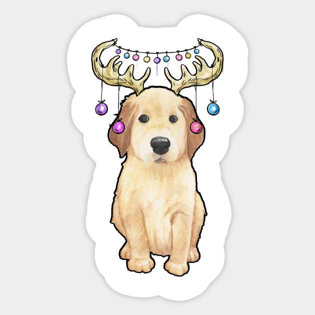 Cute Christmas Lights Golden Retriever Dog Christmas Sticker Teepublic