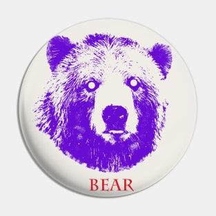 blue bear head Pin