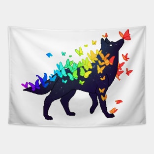 Pride Flag Galaxy Wolf Tapestry