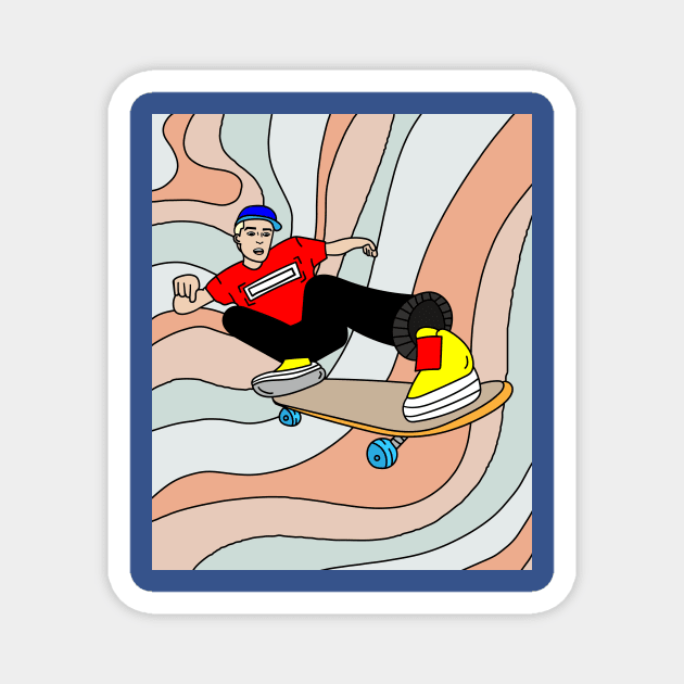 Retro Skateboarder Magnet by flofin