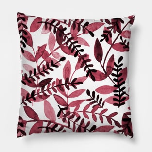 Watercolor branches - wine red Pillow