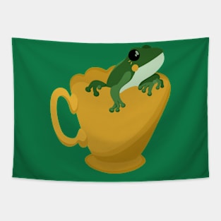 Frog and Yellow Teacup Tapestry