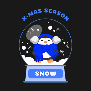 Xmas Season Snow Penguin (Blue) T-Shirt