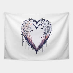 Grunge heart with branches and leaves Tapestry