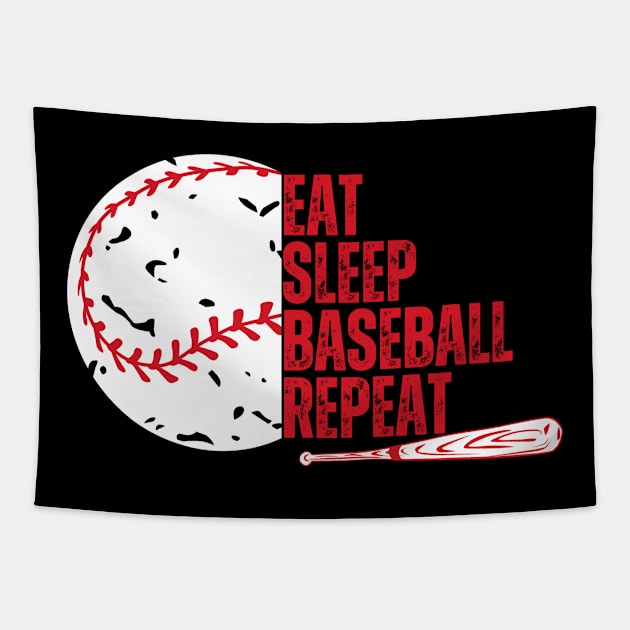 Eat Sleep Baseball Repeat Tapestry by CoubaCarla