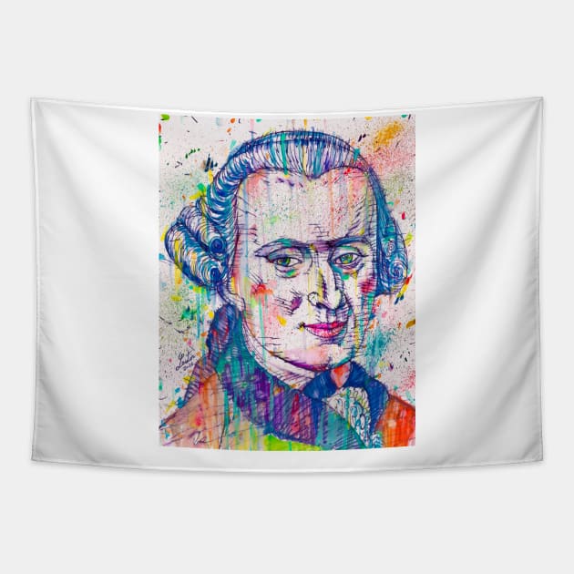 IMMANUEL KANT watercolor and ink portrait Tapestry by lautir