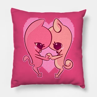 Kitty and puppy in love Pillow