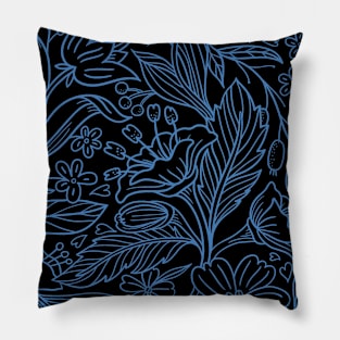 Blue floral outline print Pillow