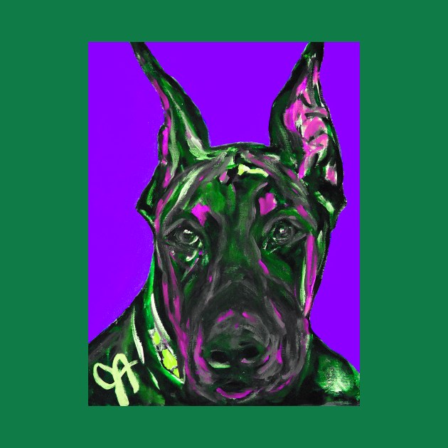 Doberman with Hot Purple Background by Jeneralarts