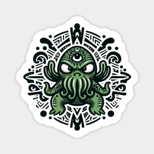 Cthulhu and tribal ornaments Magnet