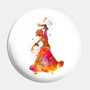 Gypsy woman dancing flamenco dancer silhouette in watercolor Pin