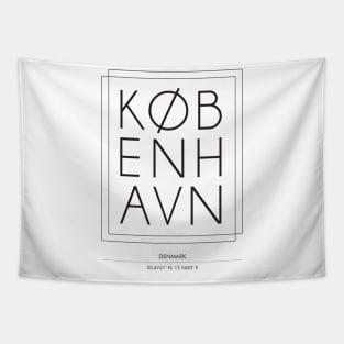 Kobenhavn, Copenhagen city minimal typography 2 Tapestry