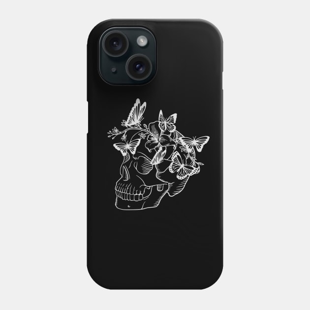 Skull with butterflies and lilies. Cool Hippie Floral Skull Phone Case by alcoshirts
