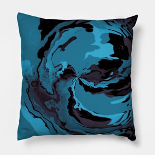 Teal Watercolor Wave Design Abstract Pillow